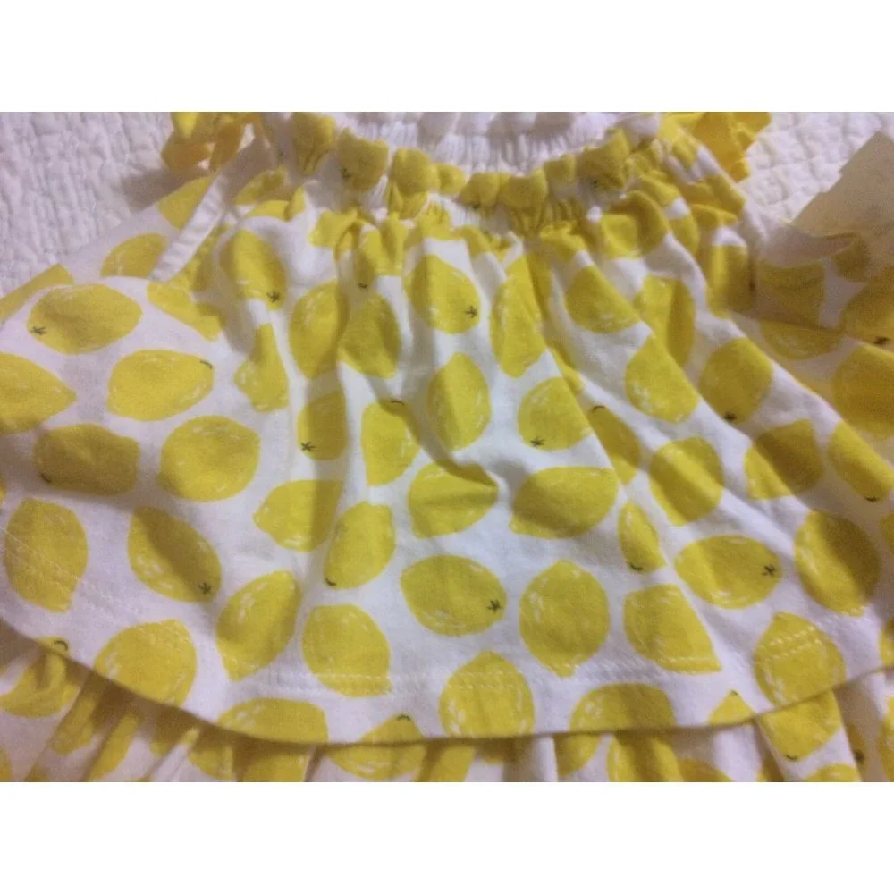 BabyGap White Yellow Lemon Print 100% Cotton Sun Dress GUC 3-6 Months Summer
